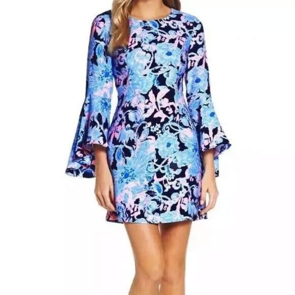NWOT Lilly Pulitzer Kayla‎ Stretch Dress Bright Navy Amore (Size 0)